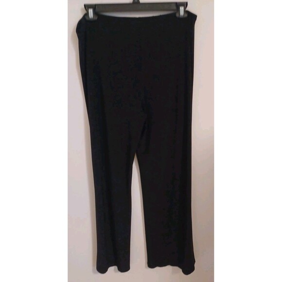 Black Palazzo Dress Pants Womens 16 Pull On Elastic Waist Wide Flare Leg Stretch - Picture 8 of 8